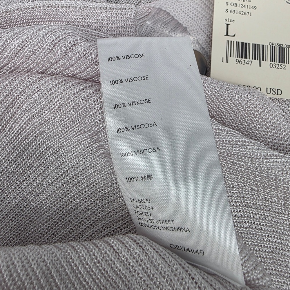 NWT Free People Grey Ribbed Sheer Knit Button Front Cardigan Womens L - Picture 6 of 8